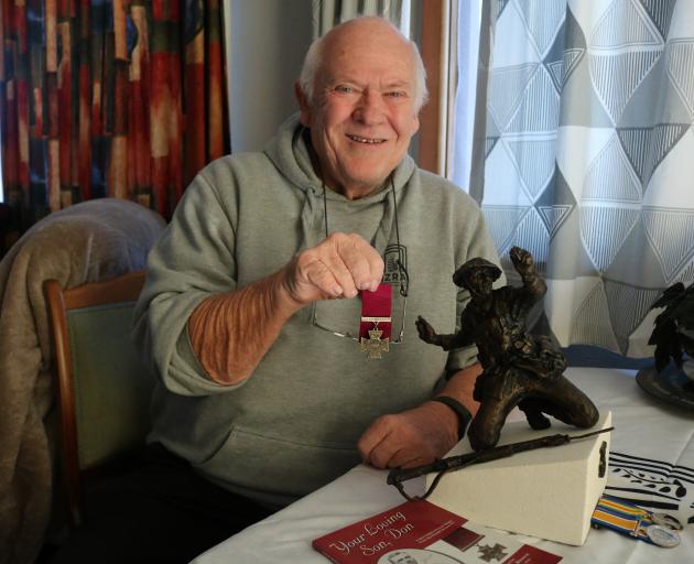 New Zealand Remembrance Army Waitaki regional co-ordinator Barry Gamble with the miniature...