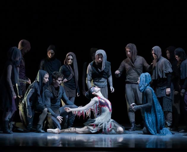 Principal Ana Gallardo Lobaina as The Firebird with RBNZ company members. Photo: Stephen A'Court