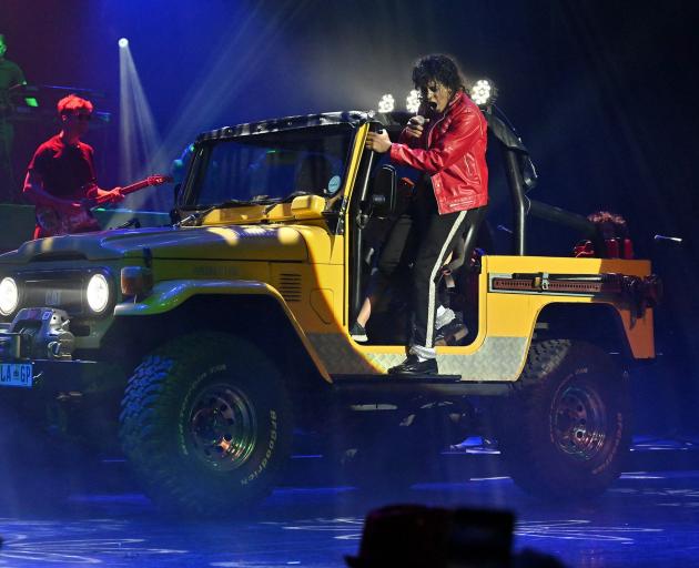 Garth Field makes a big entrance during the ‘‘Michael Jackson HIStory Show’’, being staged at the...