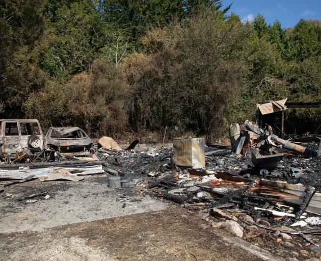 Scenes from a fire at a Waikaia property in February last year. PHOTO: NZ POLICE