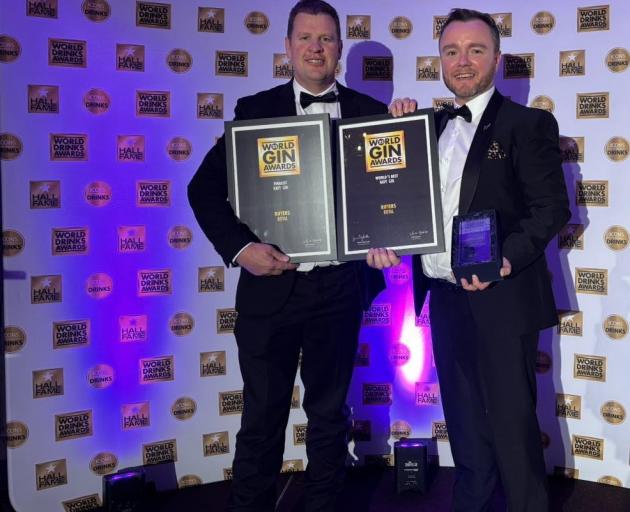 Rifters’ co-founder Stu Clark, left, and GM Philip Riley with their international gongs in London...