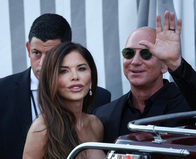 Jeff Bezos and wife Lauren Sanchez Bezos on day three of their lavish wedding celebrations in...