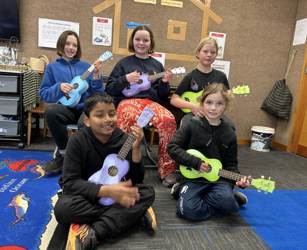 Getting ready for this week’s Alexandra Primary schools’ Kiwilele Ukulele Jam are St Gerard’s...