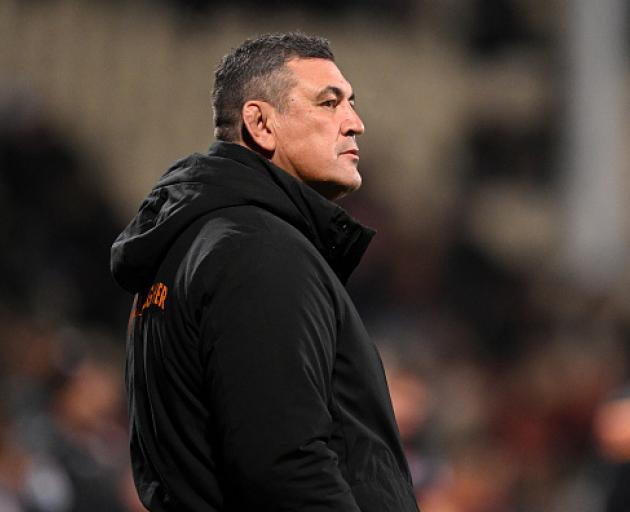 Chiefs head coach Clayton McMillan looks on during the Super Rugby Pacific final at Apollo...