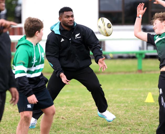 Debutant Timoci Tavatavanawai takes part in a skills session after the All Blacks squad...