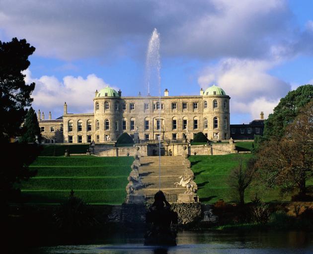 Powerscourt House and Triton Lake.