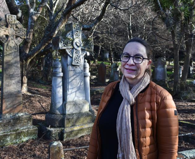 Author Karen Wrigglesworth visits the grave of James Balfour, a marine engineer who designed the...