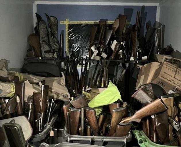 Police seized nearly 500 firearms from a property in Gore on Friday. PHOTO: SUPPLIED