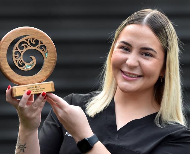 Dunedin cosmetic tattooist Olivia Legg took out first place in the ombre/powder eyebrow tattooing...