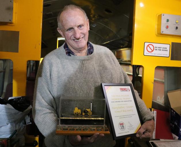 Oamaru Steam and Rail general manager Harry Andrew holds his Paul Dillicar Memorial Trophy for...