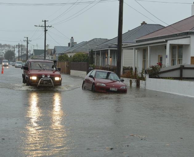 Flooding in Richmond St, South Dunedin in 2015. PHOTO: STEPHEN JAQUIERY
