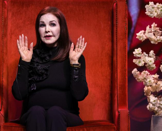 Priscilla Presley on stage at 'An Evening with Priscilla Presley' at Las Vegas in November last...
