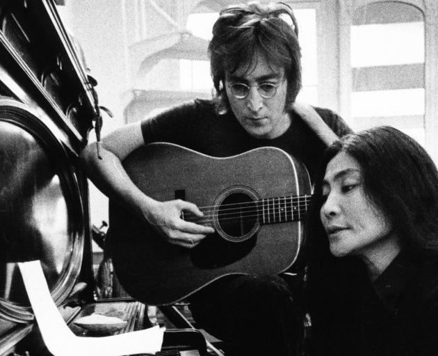 John Lennon and Yoko Ono in a scene from the documentary.