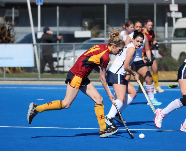 Southland player Aimee Heaps makes a break down the wing in a tier two game against Auckland B at...