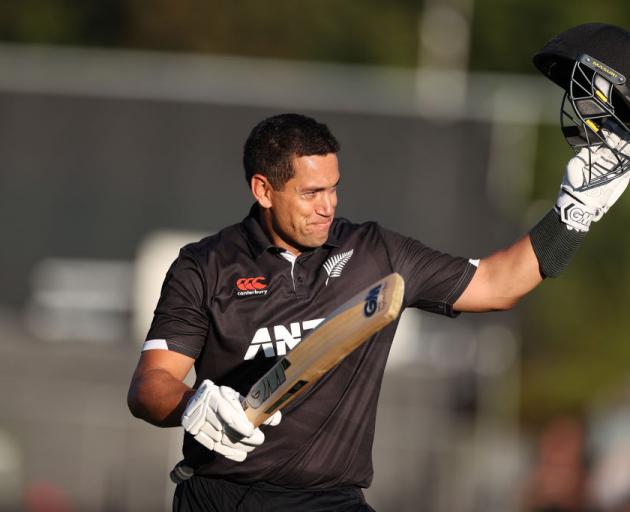 Ross Taylor leaves the field after being dismissed in his final international cricket match, at...
