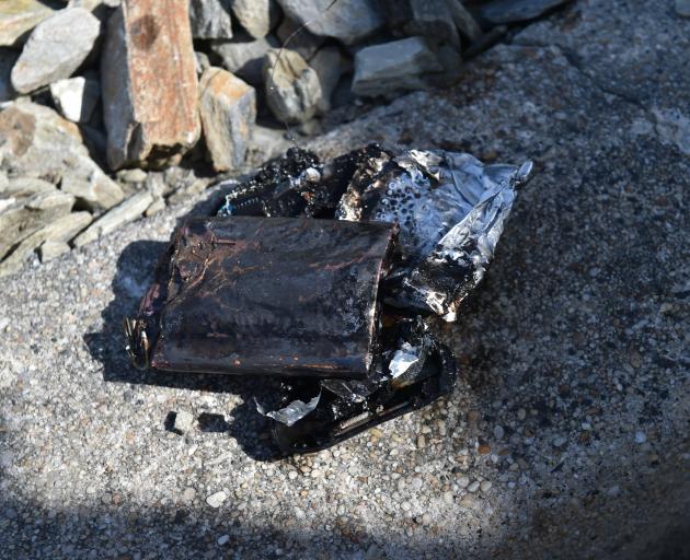The remains of the battery pack. 