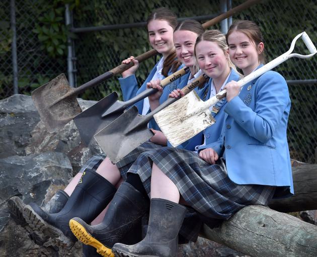 St Hilda's Collegiate farmers club members (from left) Sophie Cameron, 17, Isla Wilson, 16, Ella...