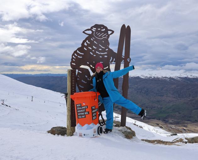 Cardrona Alpine Resort host team lead Tina Traumann poses with Cardrona Alpine Resort's voting...