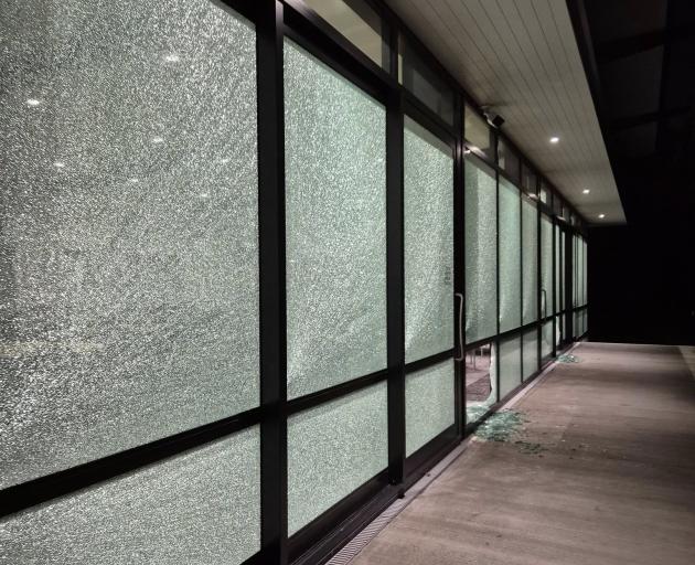 The windows were smashed at the Halswell Hornets Rugby League Club. Photo: Facebook