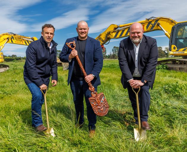At the site of Ecogas’ new organics processing plant in Christchurch are (from left) Ecostock...