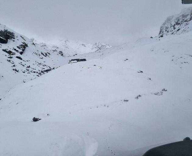 View of Harris Saddle from the Hollyford face. Trampers traverse across this face to/from the...