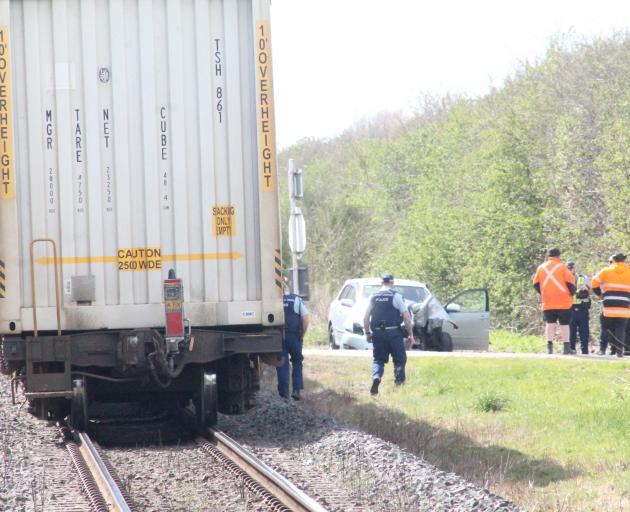 The site of Sunday’s collision on Given Rd, between a train and car. PHOTO: ALLIED MEDIA

