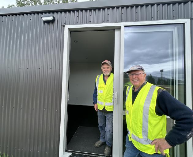 Cromwell Menz Shed assistant manager Paul O’Connell (left) and charitable trust chairman Neville...