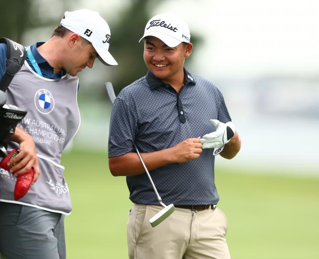 Kazuma Kobori shot a 2-under par 69 to sit one shot off the leaders at Royal Queensland. Photo:...