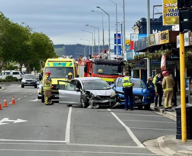 Emergency services at the scene this afternoon. PHOTO: ANDREW ASHTON