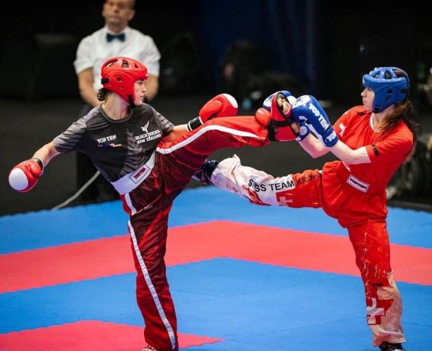 Pheline Rosin fights Swiss competitor Maeline Lachaud in Abu Dhabi last month. Rosin bet Lachaud...