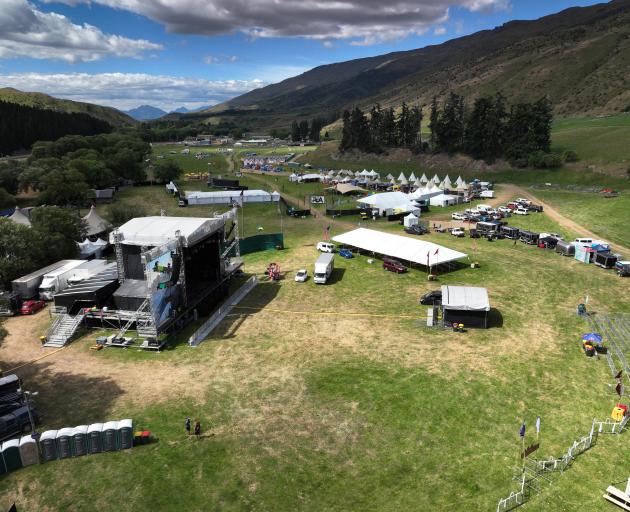 A drone image of the Rhythm & Alps setup on "campers’ night" before 10,000 attendees arrive for...
