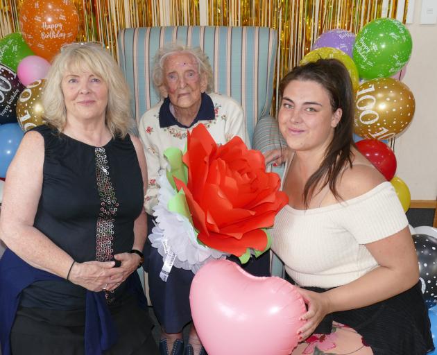 ‘Just be happy and don’t be greedy’: The late Margaret Reid, pictured on her 100th birthday at...