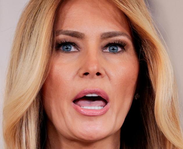 Melania Trump delivers remarks regarding the late financier and convicted sex offender Jeffrey...
