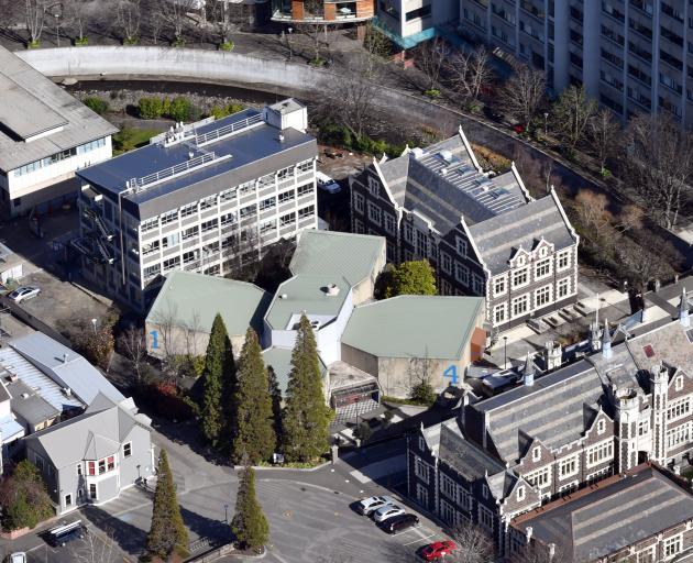 The University of Otago plans to demolish its brutalist Archway Lecture Theatres (centre) in the...