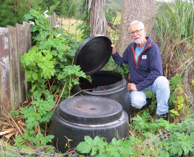 Botanist John Barkla by his compost bin. PHOTO: MAUREEN HOWARD