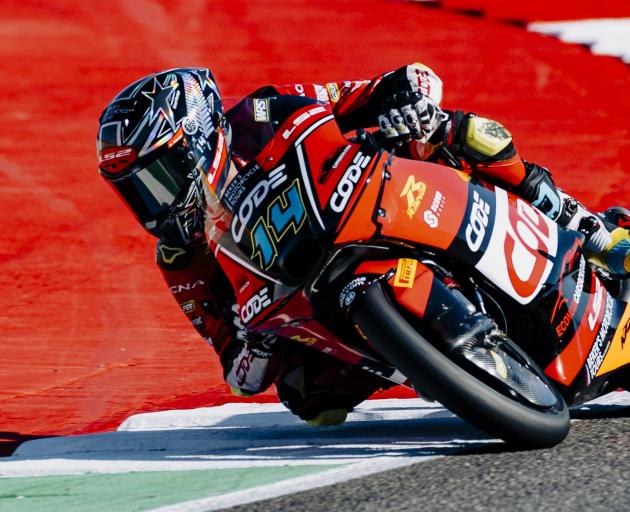 Cormac Buchanan in action for the CODE Motorsports team in the Moto3 World Championship at...