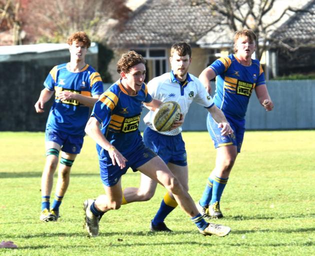Taieri College midfielder Sam Robertson makes a break during the Southern Schools Rugby...
