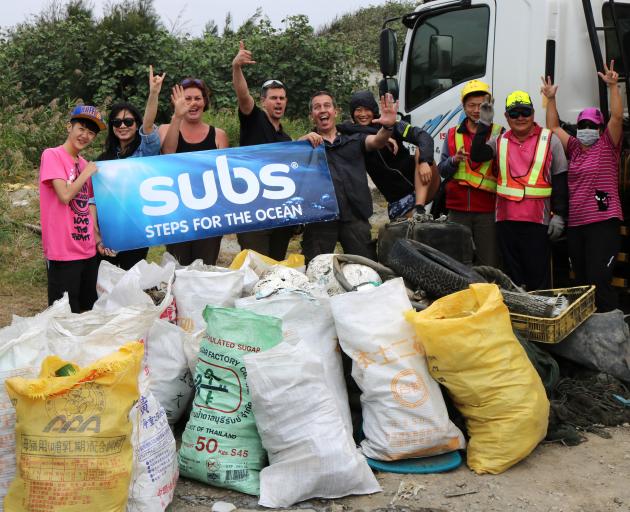 A beach clean-up organised by Subs.