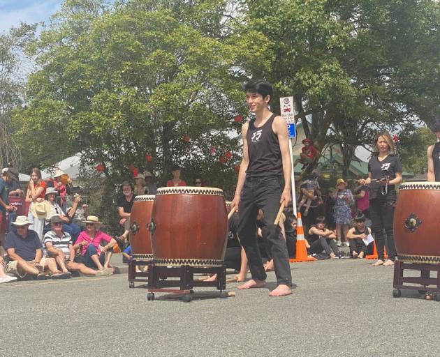 The Takumi Japanese Drumming Group from Christchurch performed the first act of the event. Photo:...