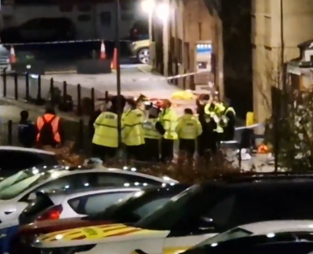 Police at Huntingdon station. Photo: Screengrab