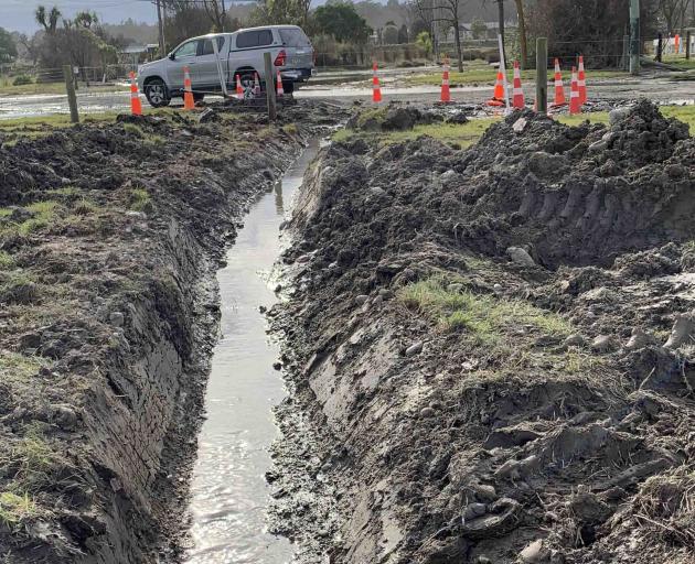 The unauthorised trench in New Brighton. Photo: Geoff Sloan