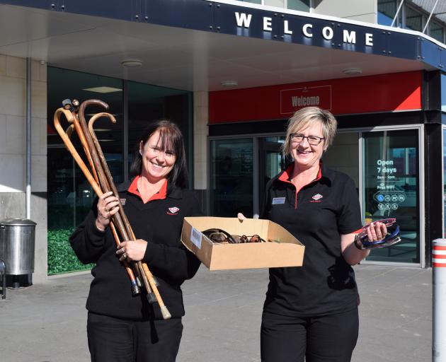 Displaying some of the walking sticks and eyeglasses left at Mosgiel New World are human...
