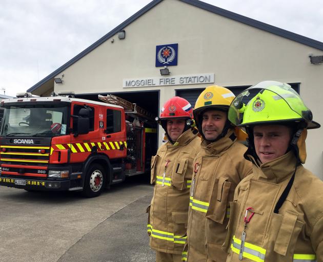 Mosgiel Volunteer Fire Brigade (from left)  Station Officer Ben Parker, Firefighter Stefan...
