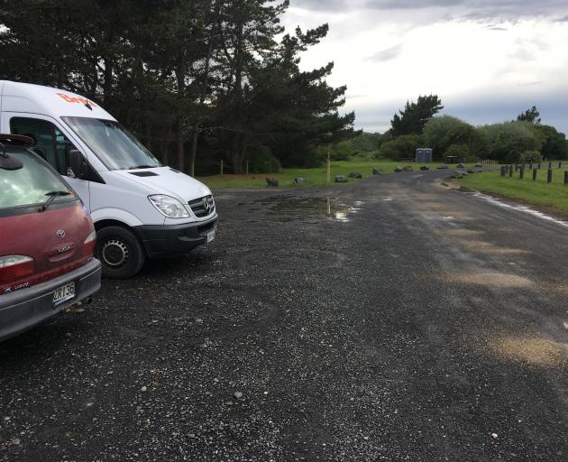 Freedom campers park in a permitted area in Brighton Domain. PHOTO: SHAWN MCAVINUE