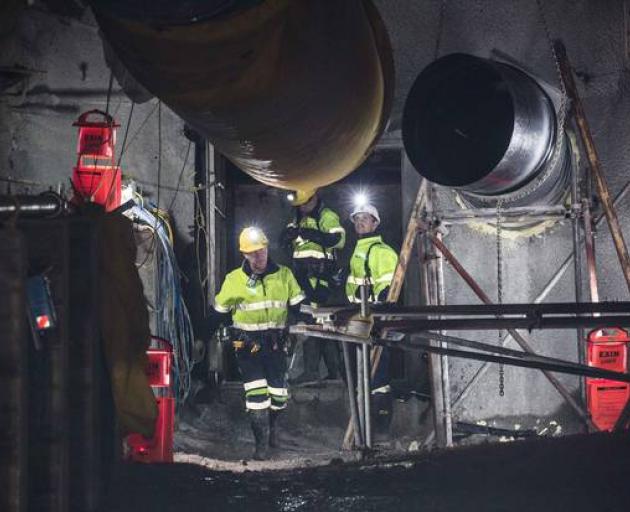 The Pike River Mine Recovery team break through the seal at Pike River Mine today. Photo: supplied