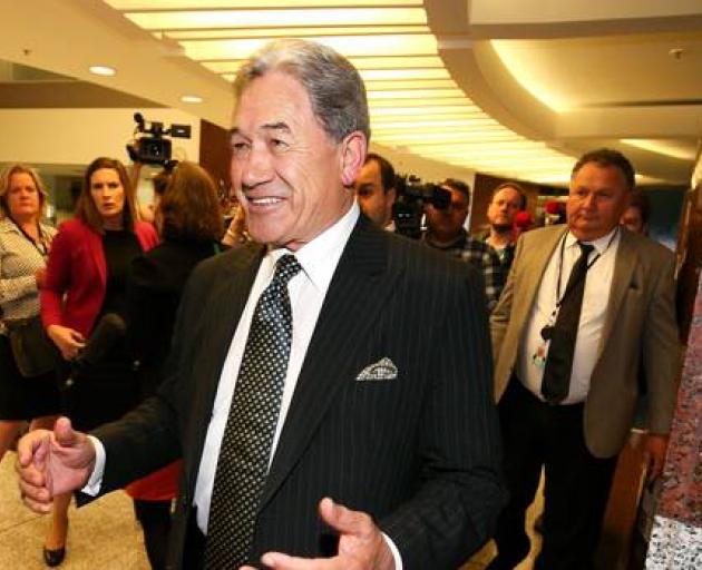 NZ First Winston Peters with Shane Jones at rear. Photo: NZ Herald 