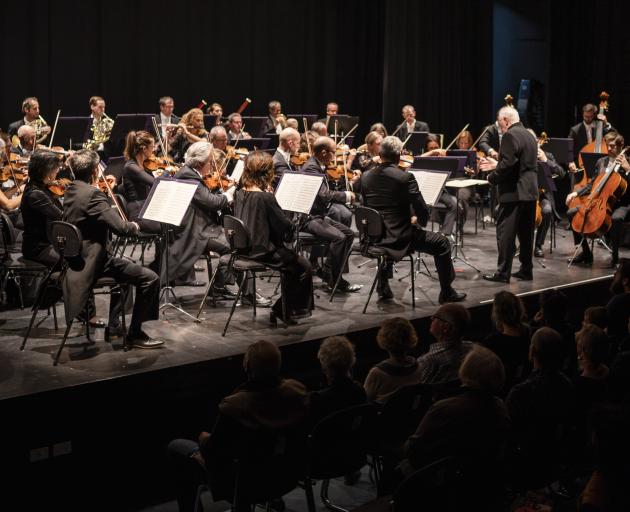 The NZSO crammed on stage presented a good-humoured, joyous performance. PHOTO: RAY TIDDY
