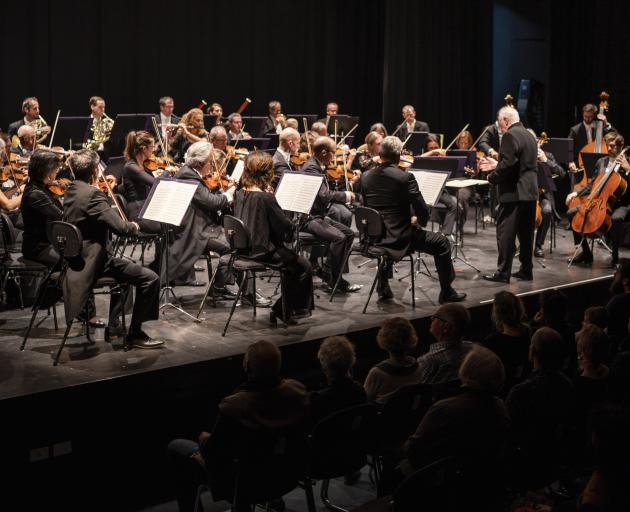 The NZSO crammed on stage presented a good-humoured, joyous performance. PHOTO: RAY TIDDY