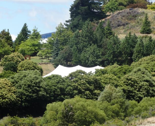 A large marquee tent has gone up at Wakana wedding venue the Olive Grove. Photo: Tim Miller 