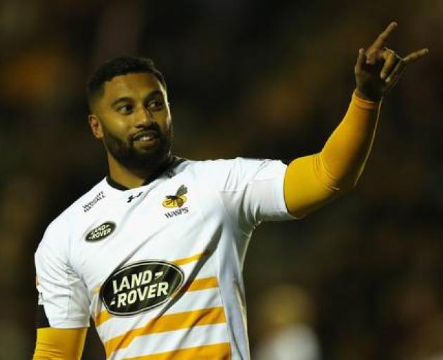 Lima Sopoaga celebrates their victory during the Gallagher Premiership Rugby match between the...